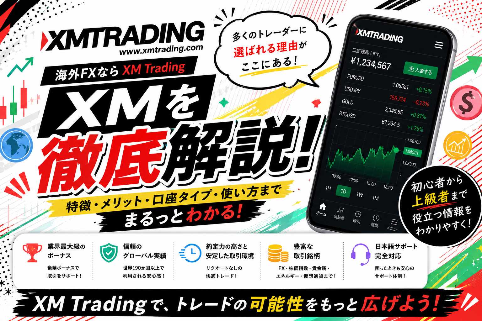 「XMTradingの高評価ポイントを徹底解説｜初心者にもわかる海外FXの魅力」のアイキャッチ画像