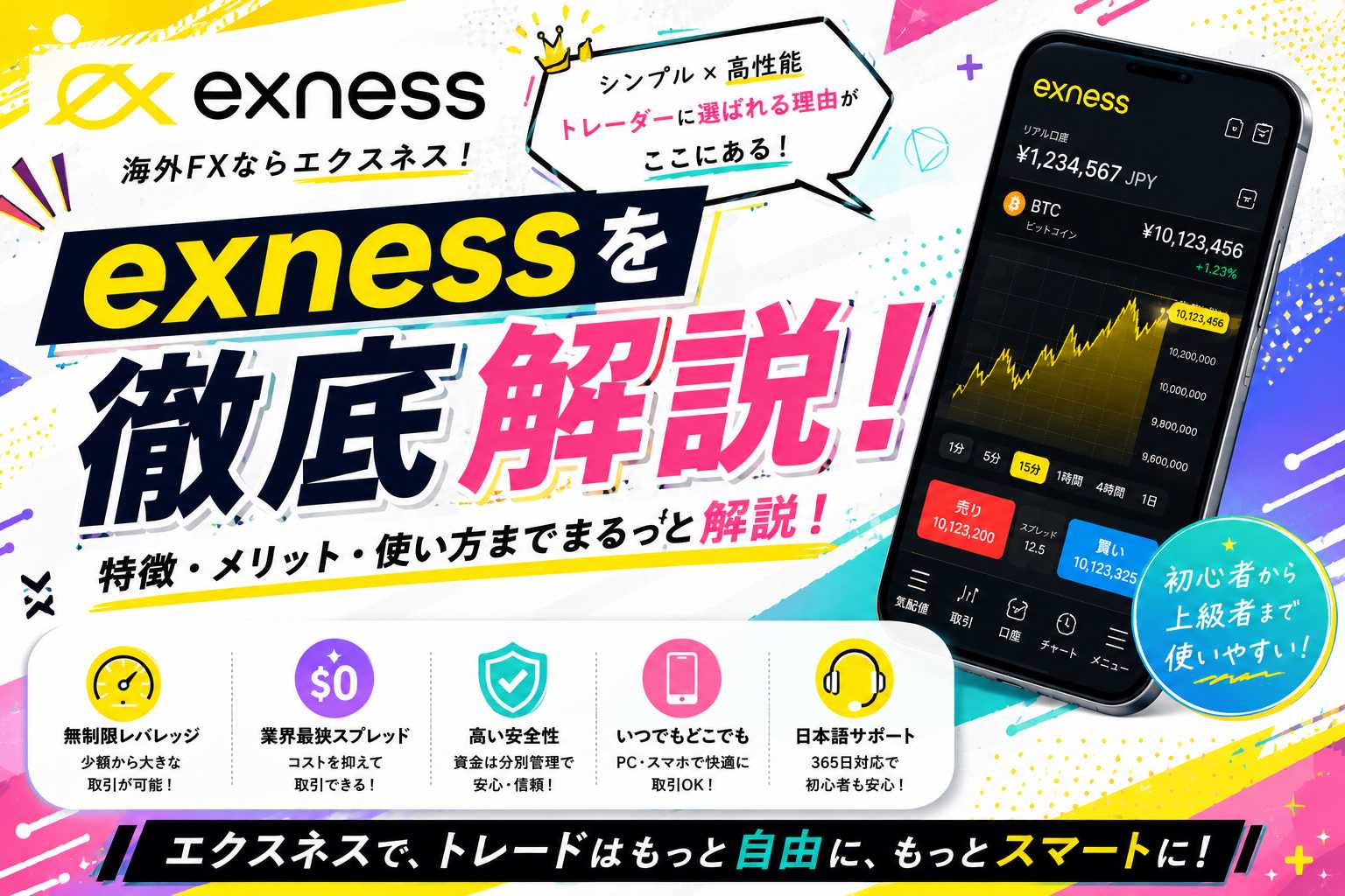 「Exnessの高評価ポイントを徹底解説｜海外FX初心者にもわかりやすく紹介」のアイキャッチ画像