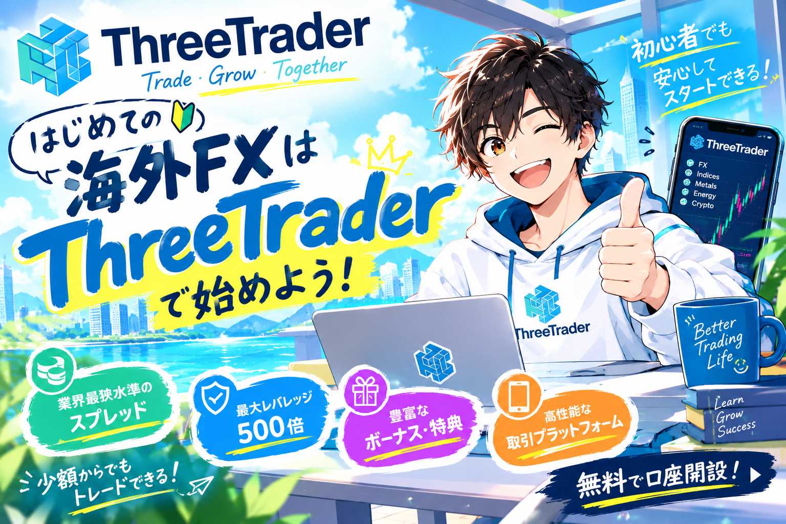 「ThreeTraderの評判は？高評価されやすい5つの特徴を初心者向けに解説①」のアイキャッチ画像